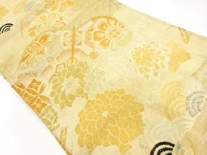 アンティーク　菊に青海波模様織り出し名古屋帯（材料）